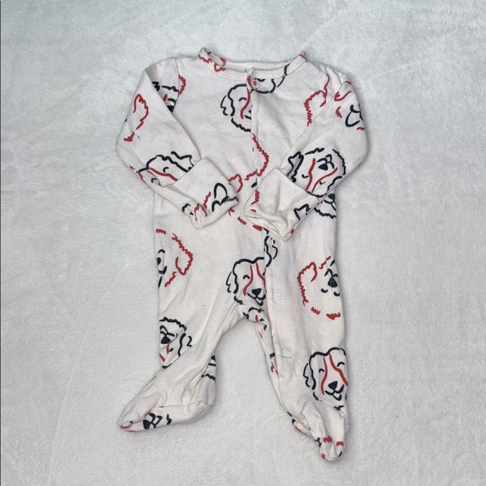 Carter's White and Red Dog Print Footie